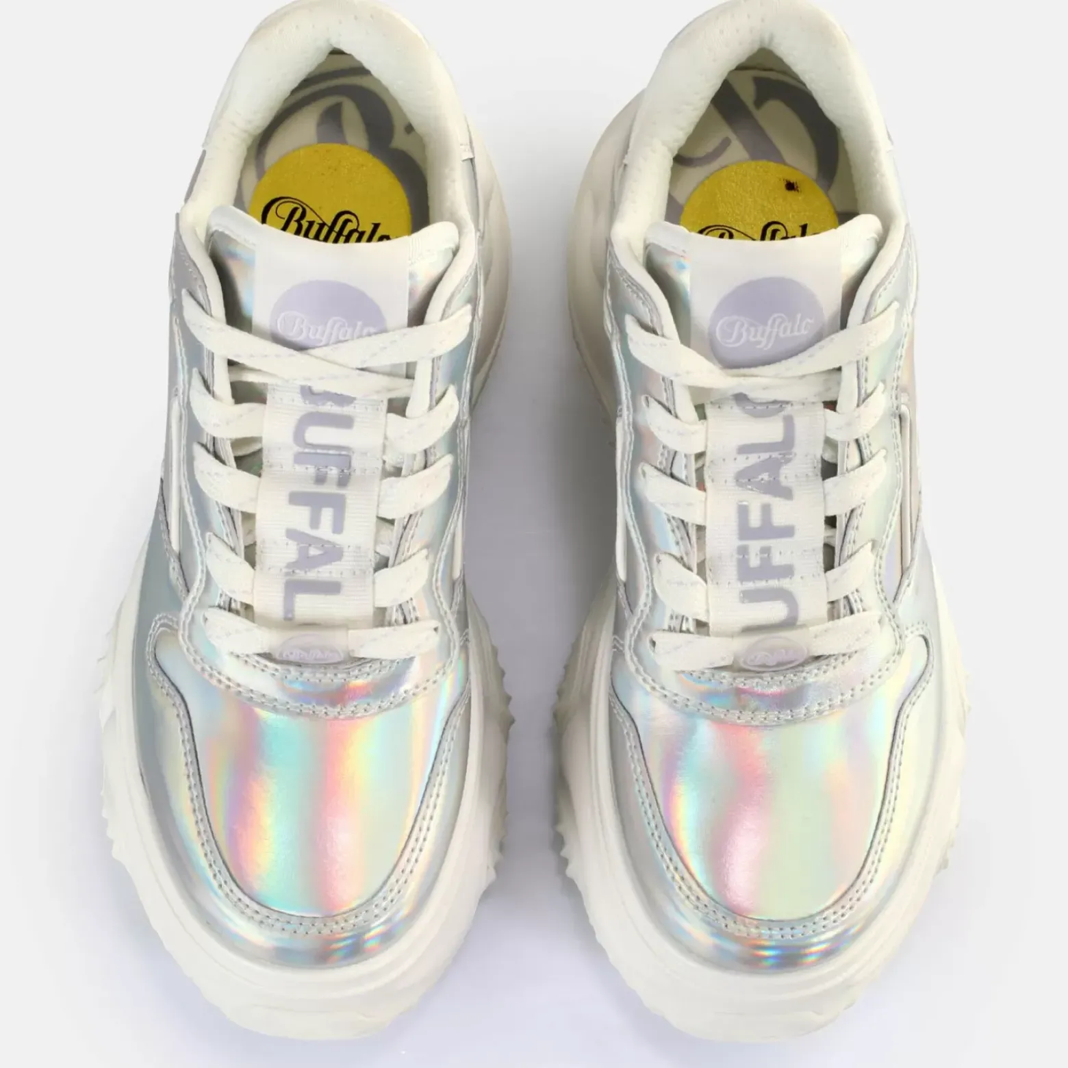 Sale BUFFALO Blader One Baskets Basses Veganese Holographique Argent