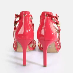 New BUFFALO Blair Cage Sandales A Talon Veganes Rose Vif