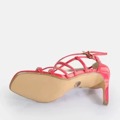 New BUFFALO Blair Cage Sandales A Talon Veganes Rose Vif