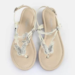 Sale BUFFALO Capri Sparkling Butterfly Sandales A Talon Veganes Perle Blanc