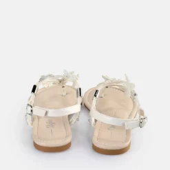 Sale BUFFALO Capri Sparkling Butterfly Sandales A Talon Veganes Perle Blanc