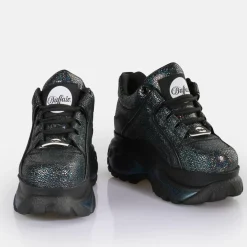 Outlet BUFFALO Classic Baskets Basses Cuir Disco Black Noir