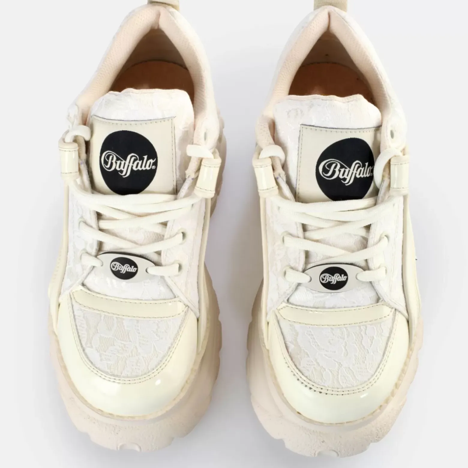 Clearance BUFFALO Classic Baskets Basses Dentellehe Blanc