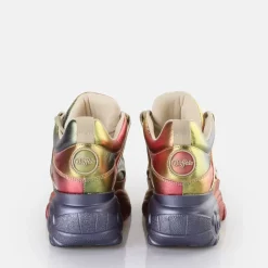 New BUFFALO Classic Baskets Basses Pour Homme Multi-Metallisees Argent