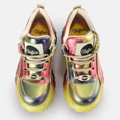 New BUFFALO Classic Baskets Basses Pour Homme Multi-Metallisees Argent