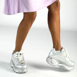 Cheap BUFFALO Classic Baskets Basses Veganese Holographique Argent