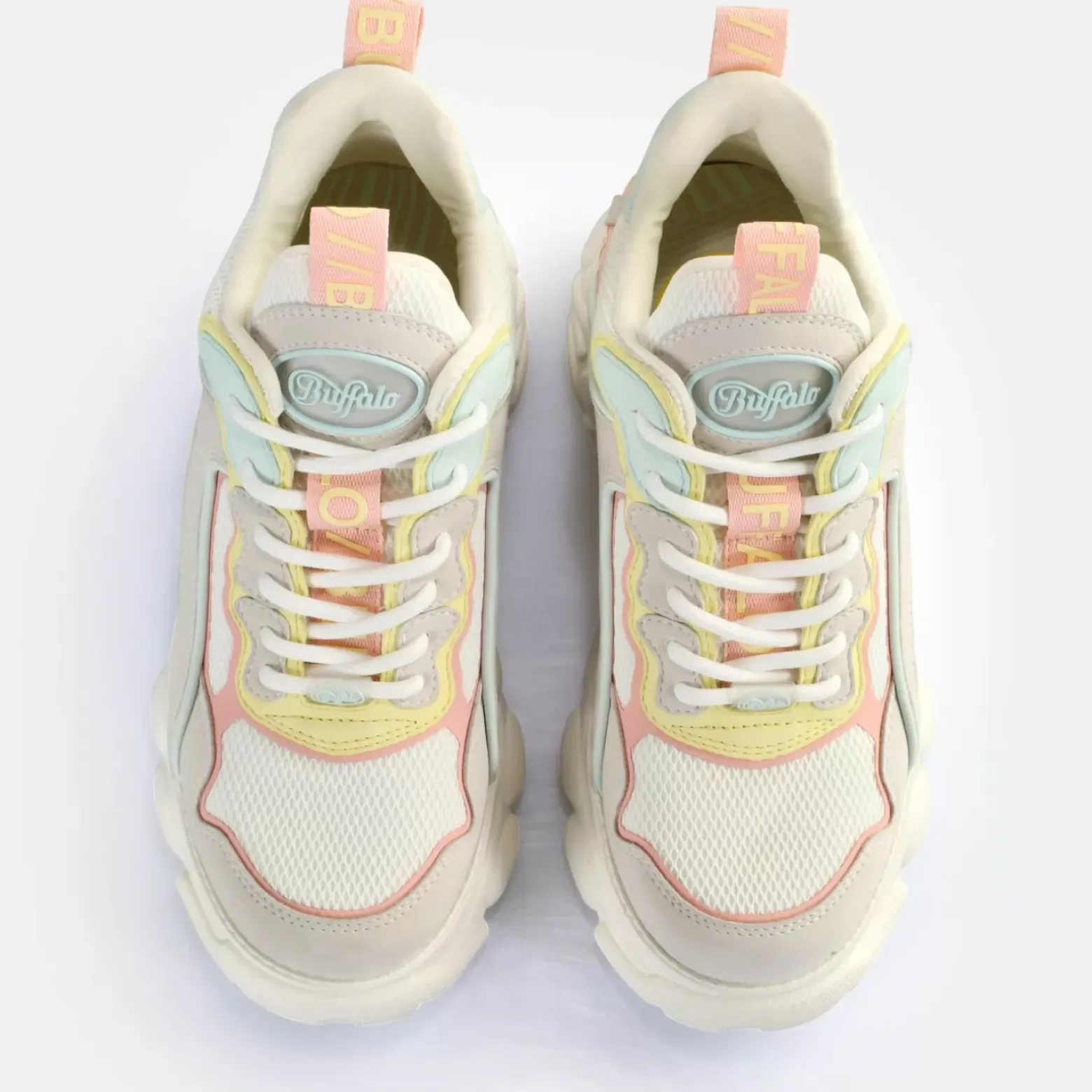 Store BUFFALO Cld Chai Baskets Basses Veganes Creme/Rose/Vert Menthe White/Cream Pink