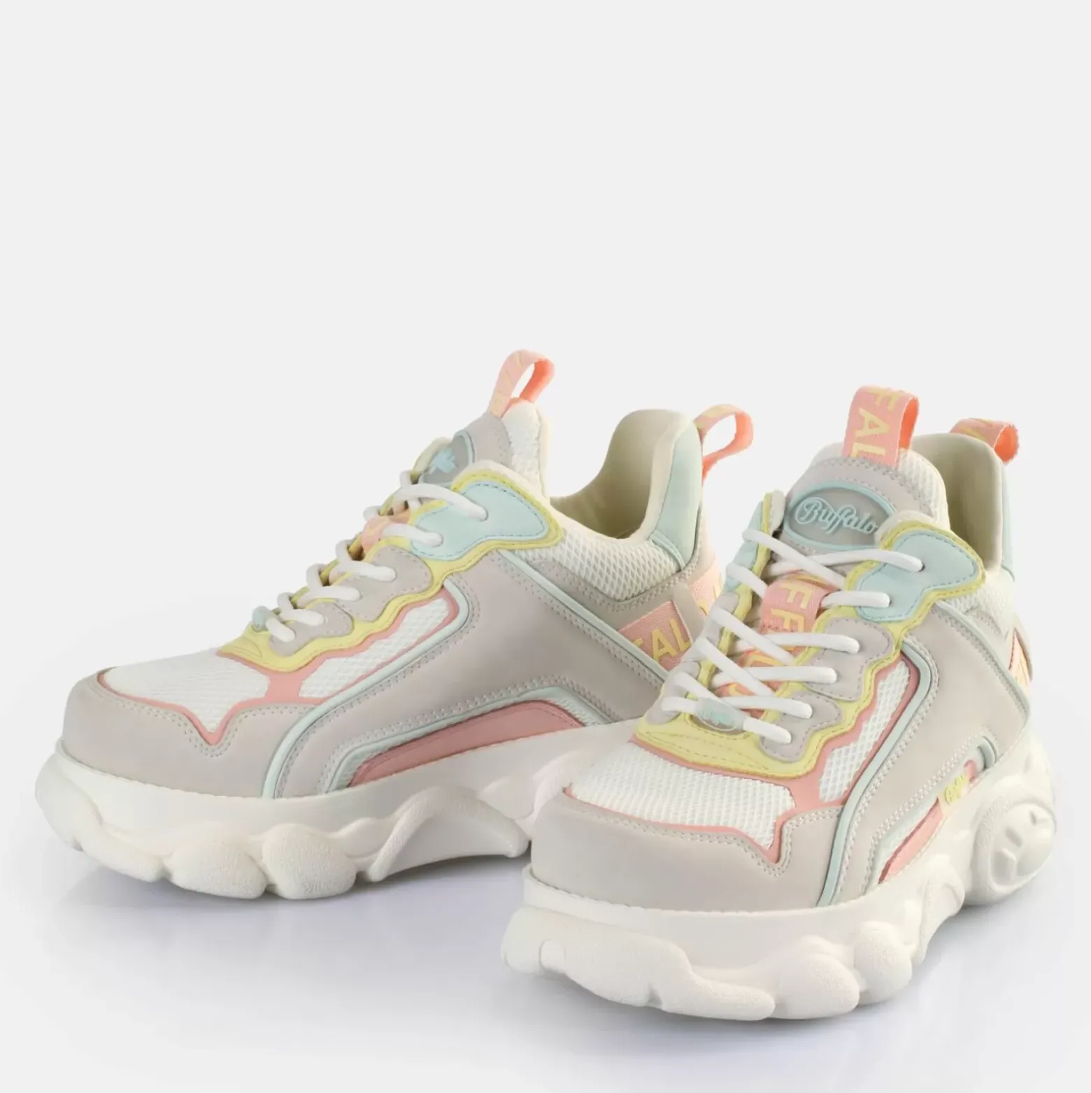 Store BUFFALO Cld Chai Baskets Basses Veganes Creme/Rose/Vert Menthe White/Cream Pink