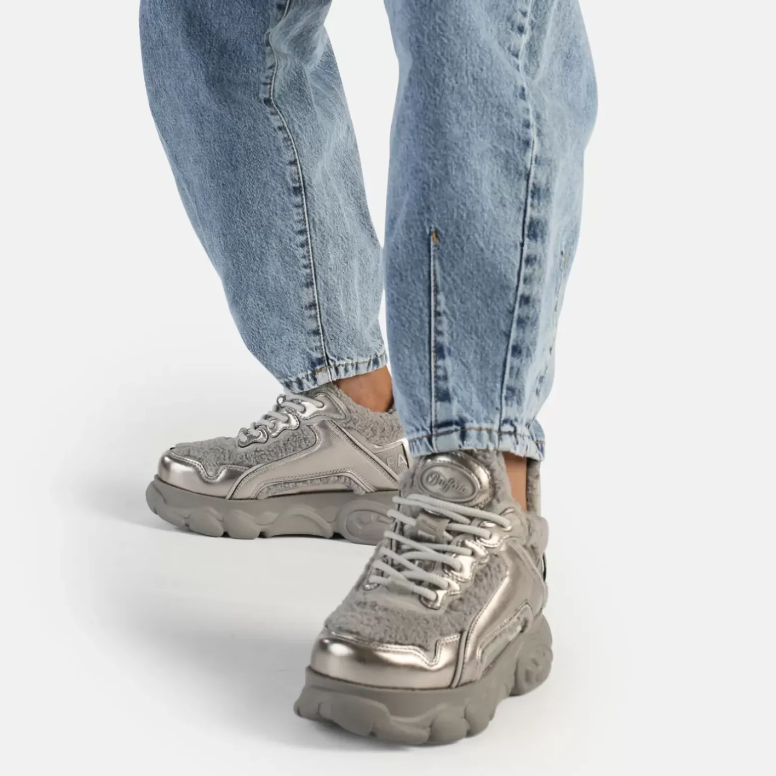 Online BUFFALO Cld Chai Warm Baskets Basses Vegan Argent/Bleu Gris