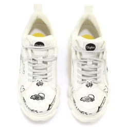 Cheap BUFFALO Cld Corin Baskets Basses Vegan Graffiti Doodle Blanc