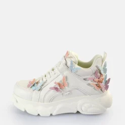 Sale BUFFALO Cld Corin Butterflies Baskets Basses Veganes Blanc Multicolore Rose