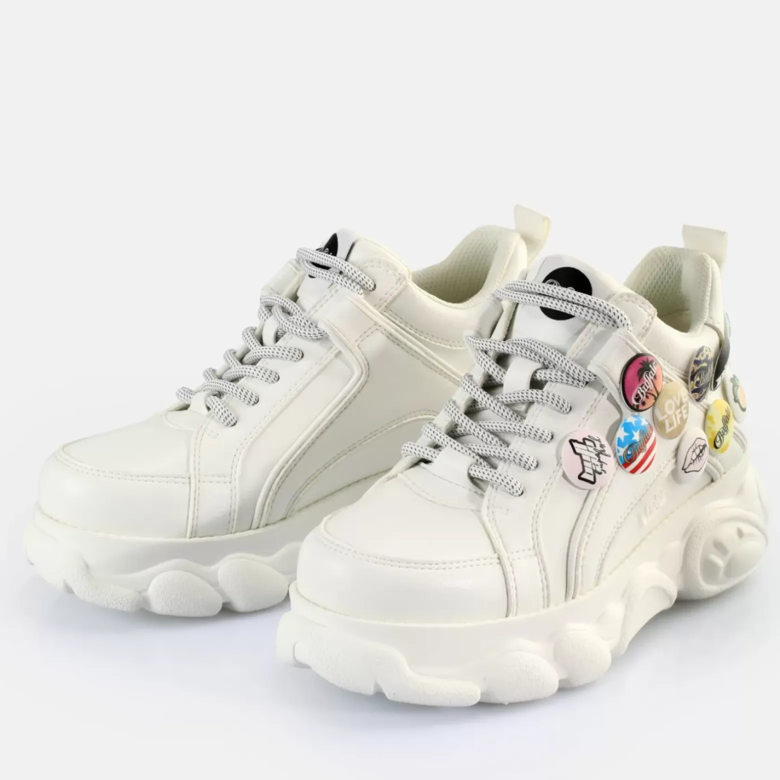 Sale BUFFALO Cld Corin Button Baskets Basses Veganes Blanc