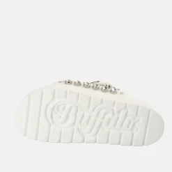 Outlet BUFFALO Eve Heart Claquettes De Piscine A Plateforme Veganes Blanc Casse