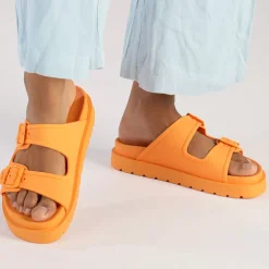 Fashion BUFFALO Eve Sol Claquettes De Piscine A Plateforme Veganes Orange