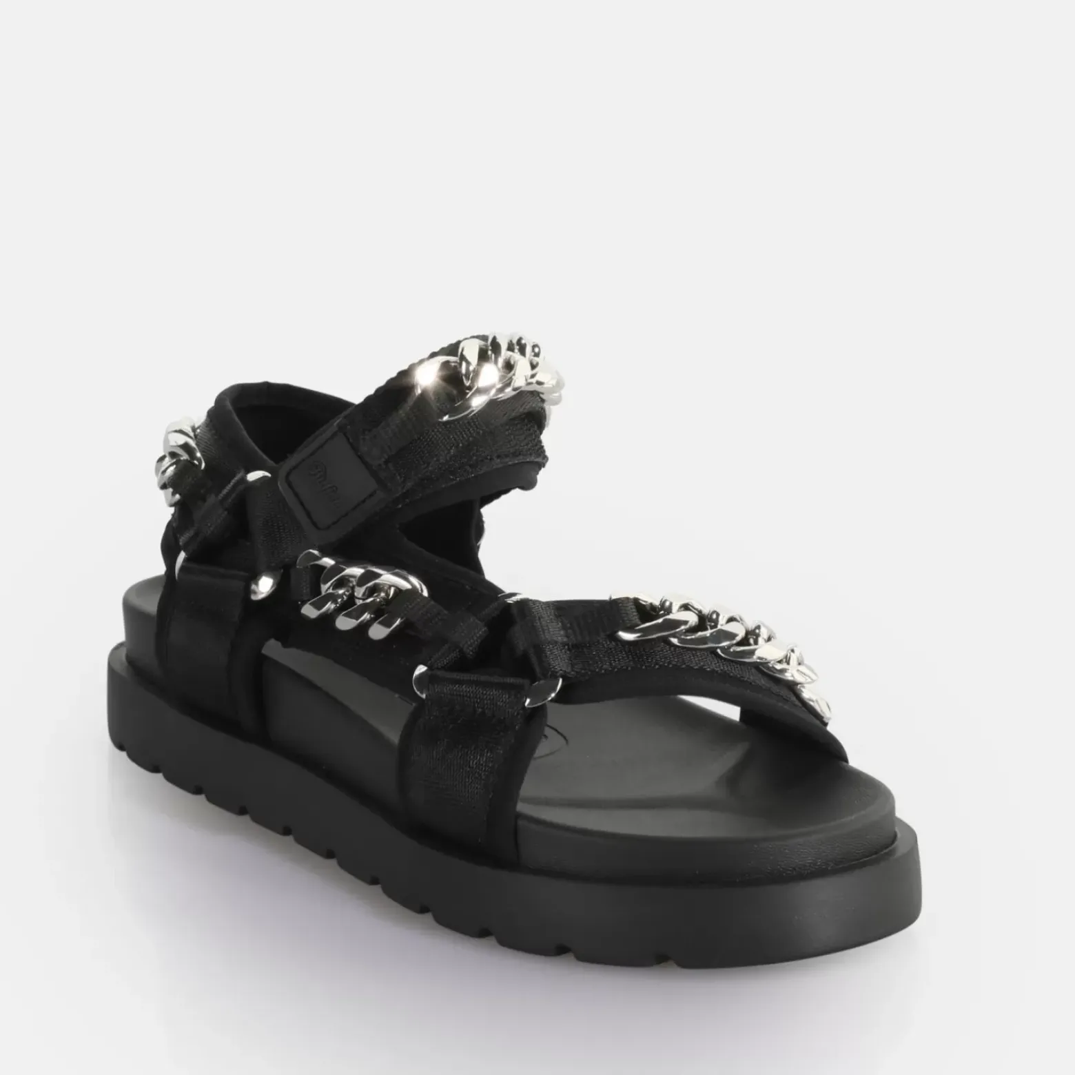 Fashion BUFFALO Eve Track C Claquettes De Piscine A Plateforme Veganes/Argente Noir