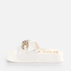 Hot BUFFALO Fabia Chain Claquettes De Piscine A Plateforme Veganes Blanc