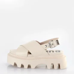 Cheap BUFFALO Flora Cross Sandales A Plateforme Veganes Creme
