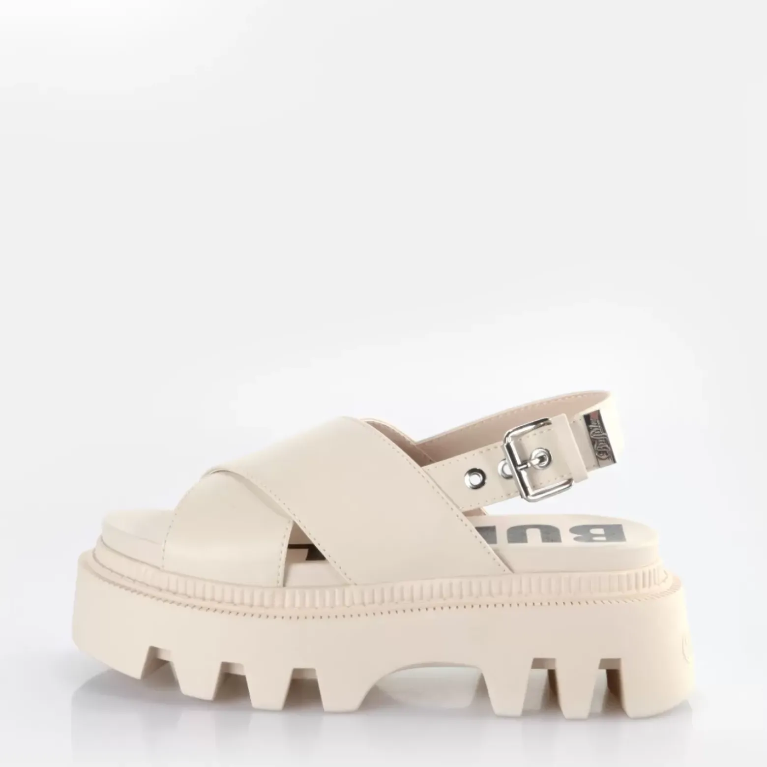 Cheap BUFFALO Flora Cross Sandales A Plateforme Veganes Creme