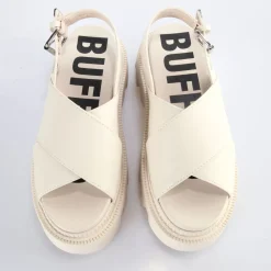 Cheap BUFFALO Flora Cross Sandales A Plateforme Veganes Creme