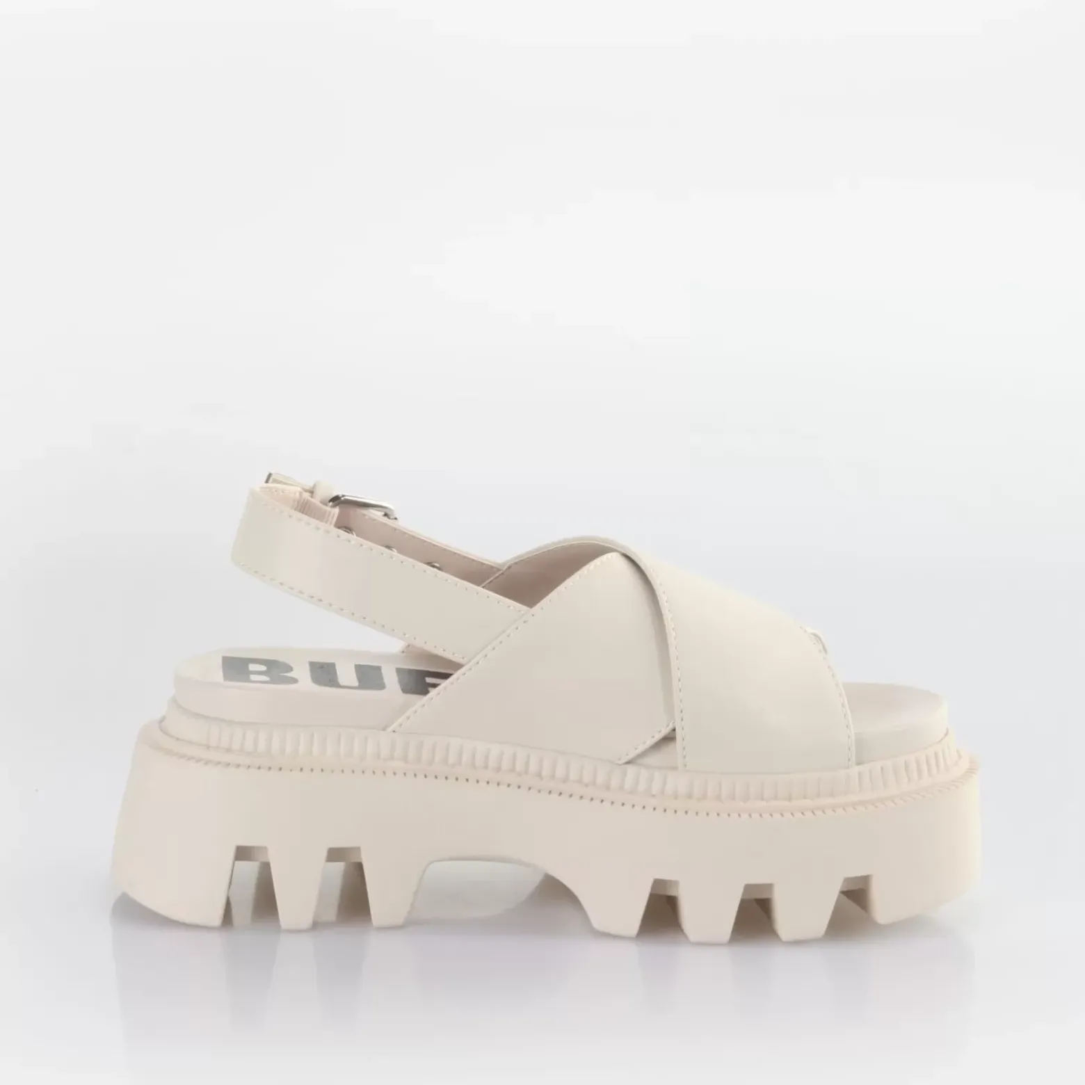 Cheap BUFFALO Flora Cross Sandales A Plateforme Veganes Creme