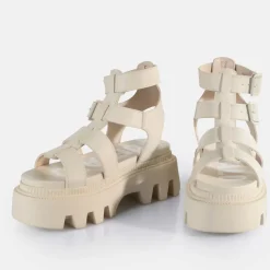 Hot BUFFALO Flora Fisher Sandales A Plateforme Veganes Creme
