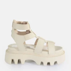 Hot BUFFALO Flora Fisher Sandales A Plateforme Veganes Creme