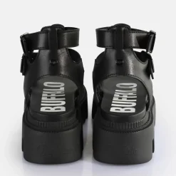 Shop BUFFALO Flora Fisher Sandales A Plateforme Veganes Noir