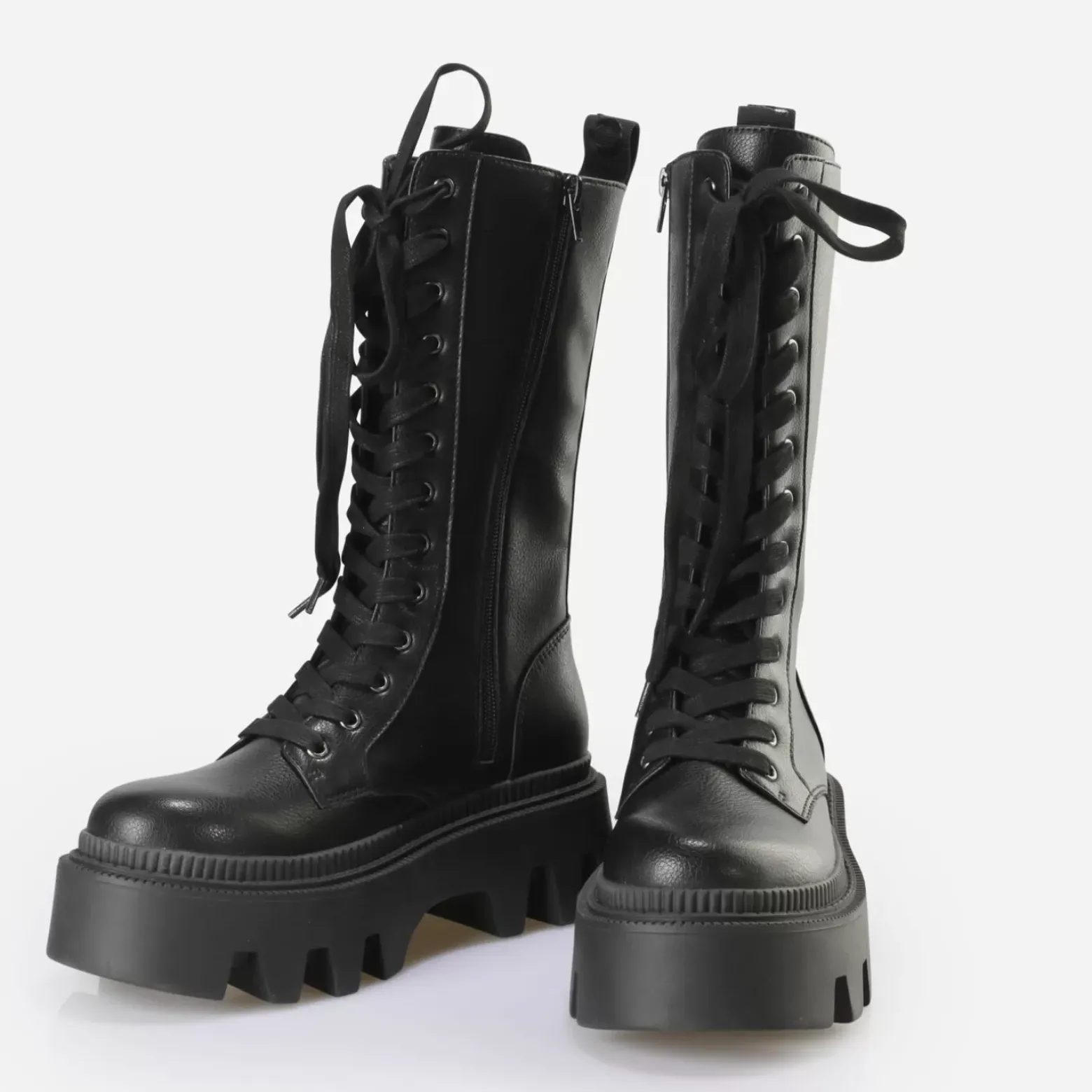 Flash Sale BUFFALO Flora Laceup Hi Bottes Vegan Noir