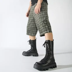 New BUFFALO Flora Laceup Hi Bottes Vegan Pour Homme Noir