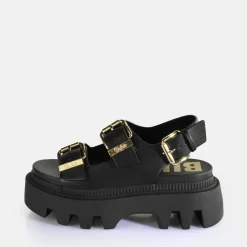 Cheap BUFFALO Flora On Sandales A Plateforme Veganes Noir