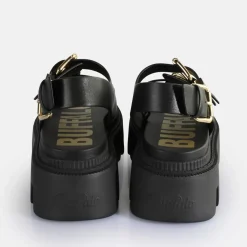 Cheap BUFFALO Flora On Sandales A Plateforme Veganes Noir