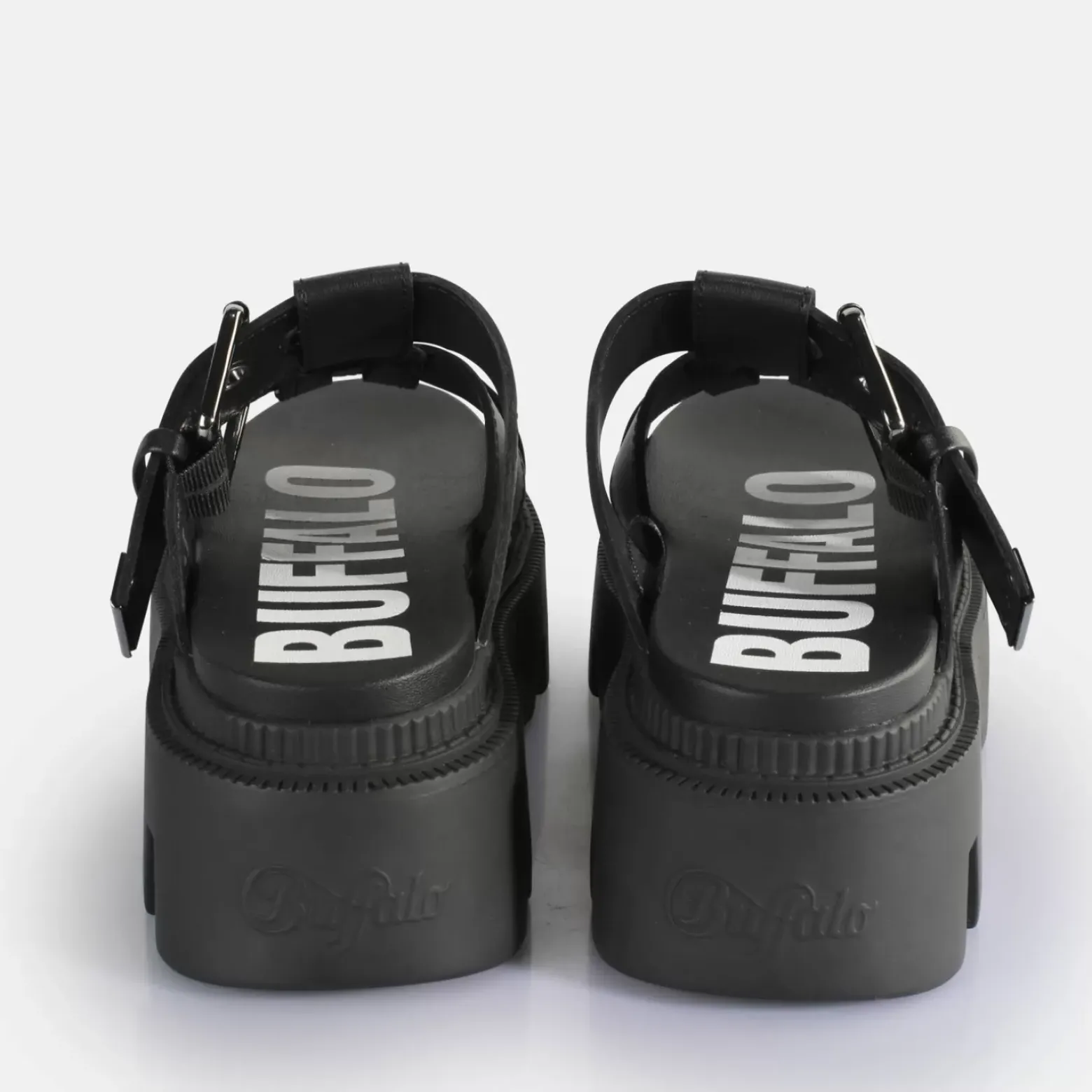 Clearance BUFFALO Flora Slide Sandales A Plateforme Veganes Noir