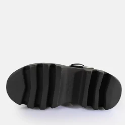 Clearance BUFFALO Flora Slide Sandales A Plateforme Veganes Noir