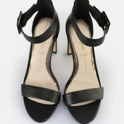 Cheap BUFFALO Jean Ankle Sandales A Talon Veganes Noir