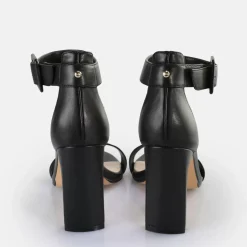 Cheap BUFFALO Jean Ankle Sandales A Talon Veganes Noir