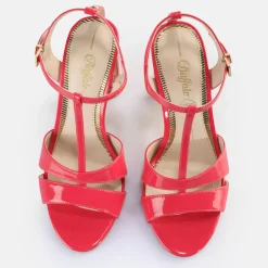 Store BUFFALO Jean Cage Sandales A Talon Veganes Rose Fonce Rose Vif