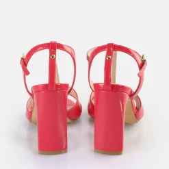 Store BUFFALO Jean Cage Sandales A Talon Veganes Rose Fonce Rose Vif