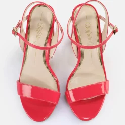 Cheap BUFFALO Jean Neat Sandales A Talon Veganes Rose Fonce Rose Vif