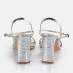 Shop BUFFALO Jean Neat Sandales A Talon Vegan Snake Silver Argent