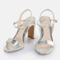 Shop BUFFALO Jean Neat Sandales A Talon Vegan Snake Silver Argent