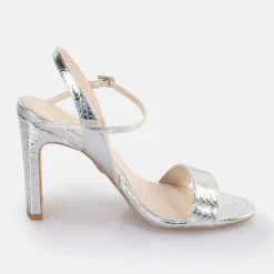 Shop BUFFALO Jean Neat Sandales A Talon Vegan Snake Silver Argent