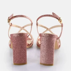 Hot BUFFALO Jean Vamp Sandales A Talon Veganes Fonce Rose