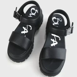 Cheap BUFFALO Jojo Sandales Plateforme Veganes Noir