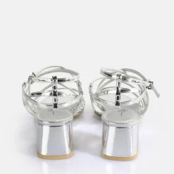 Shop BUFFALO Lilly Cage Sandales A Talon Veganese Argent