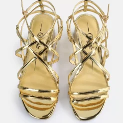 Hot BUFFALO Lilly Cage Sandales A Talon Veganes D E Or