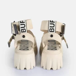 Shop BUFFALO Lion Choker Sandales A Plateforme Veganes Creme