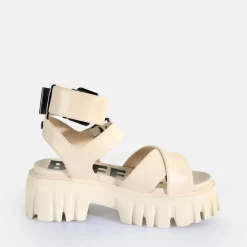 Shop BUFFALO Lion Choker Sandales A Plateforme Veganes Creme