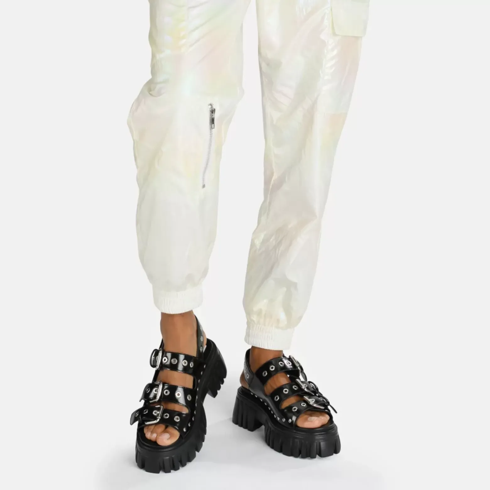 Discount BUFFALO Lion Hard Sandales A Plateforme Veganes Noir