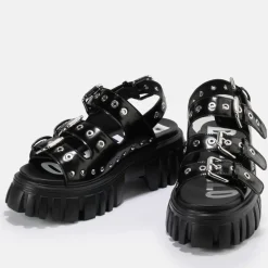 Discount BUFFALO Lion Hard Sandales A Plateforme Veganes Noir