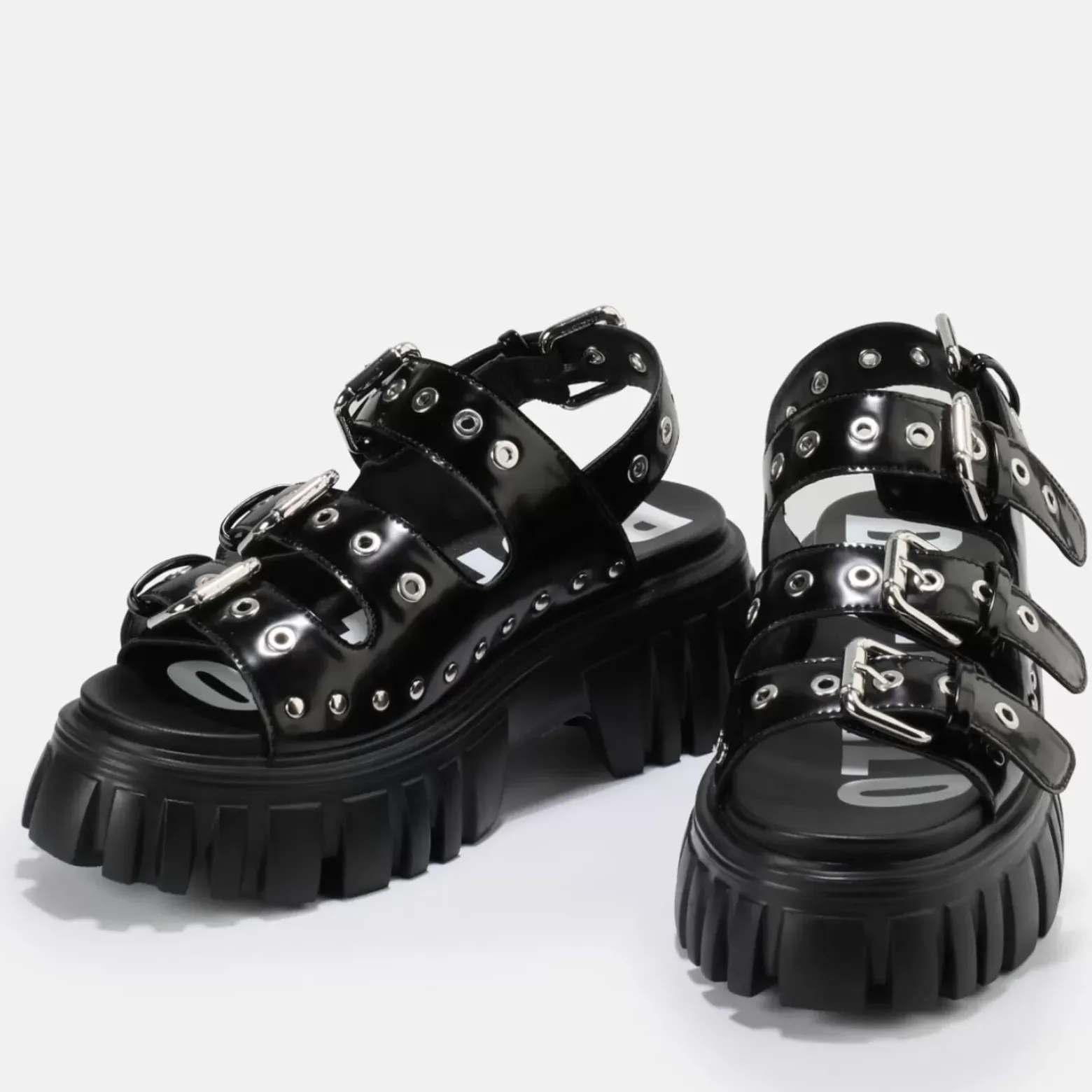 Discount BUFFALO Lion Hard Sandales A Plateforme Veganes Noir